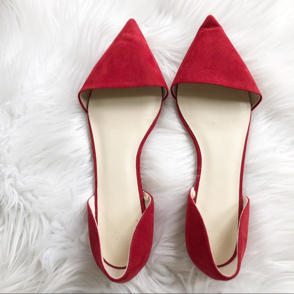 Zara Shoes - ❤️Zara Basic Suede Red Pointed Toe Flats